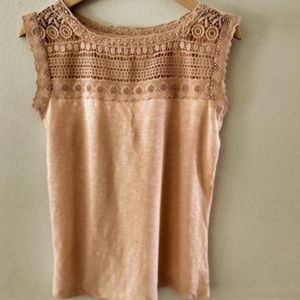 Loft Sleeveless Crochet Detail Top